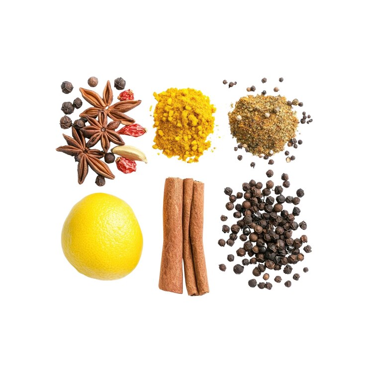 PSD especias aromáticas y limón para cocinar