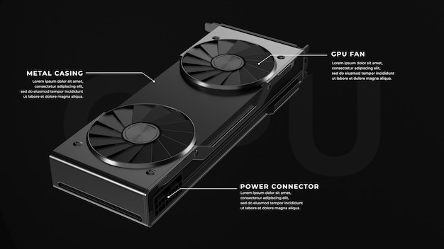 Especificação da placa gráfica infográficos renderização em 3d