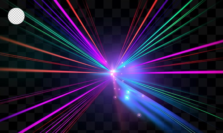 PSD un espectáculo de luces de colores con un fondo transparente.