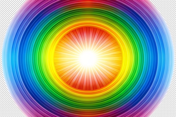 PSD el espectro de las llamaradas solares del arco iris en colores cósmicos