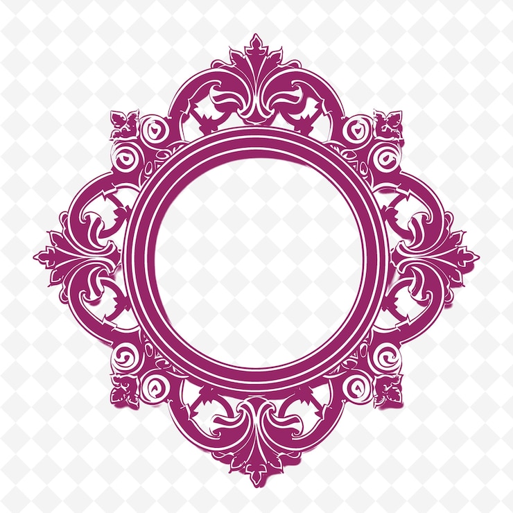 PSD espejo antiguo con marco adornado y diseño de ilustraciones planas en color s png en blanco y negro