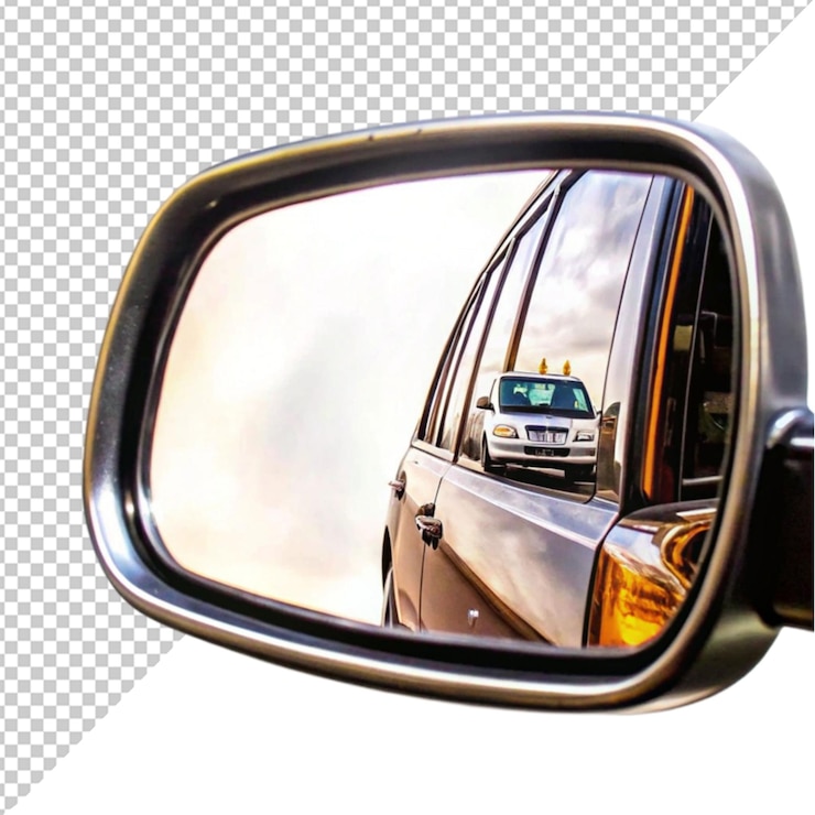 PSD espejo en un coche sobre un fondo transparente