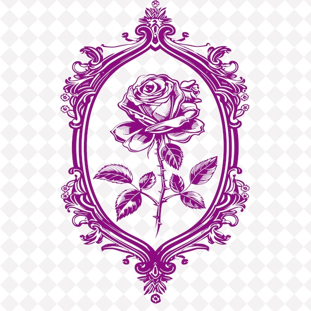 PSD espejo de estilo victoriano con diseño de rosa y encaje s motivos png arte en fondo limpio colección