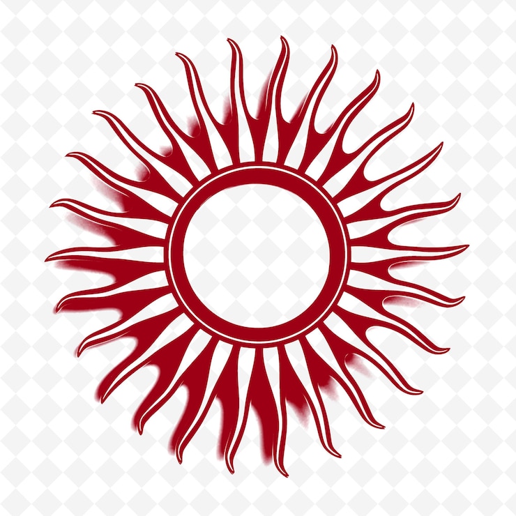 PSD espejo de pared decorativo con diseño de explosión solar en blanco y negro png diseños de ilustración plana de contorno