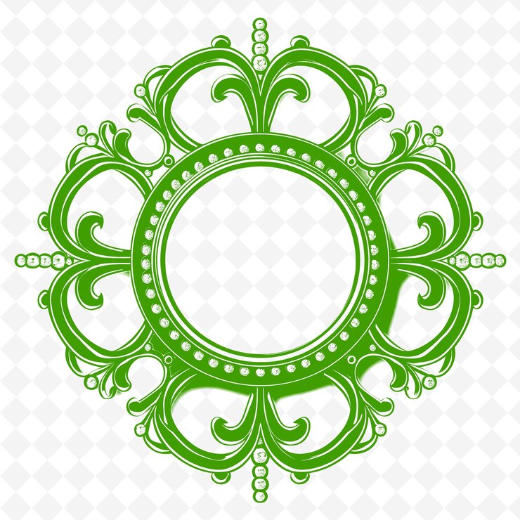 PSD espejo de pared decorativo con marco de filigrana negra y diseño de ilustración plana de contorno b png blanco
