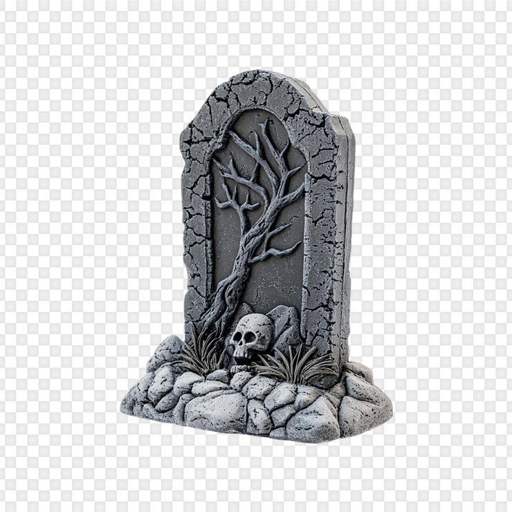 PSD la espeluznante decoración de la lápida de halloween aislada en un fondo transparente