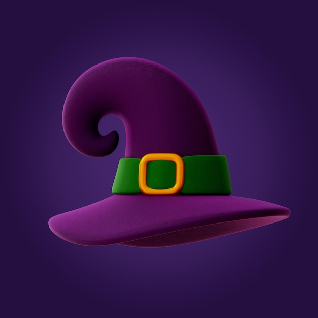 El espeluznante icono del sombrero de bruja de Halloween en 3D