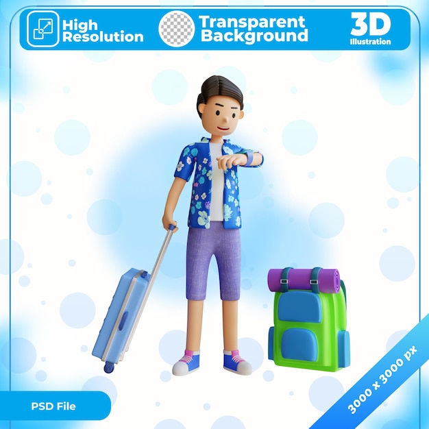 Espera de verão de ilustração de personagem 3d