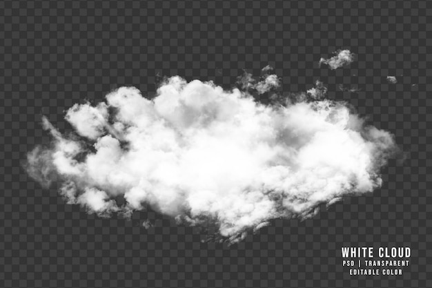 Espesa nube blanca aislada sobre un fondo transparente