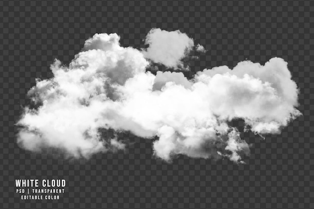 Espesa nube blanca aislada sobre un fondo transparente