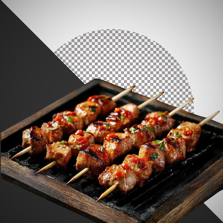 PSD espigas de kebab a la parrilla con salsa