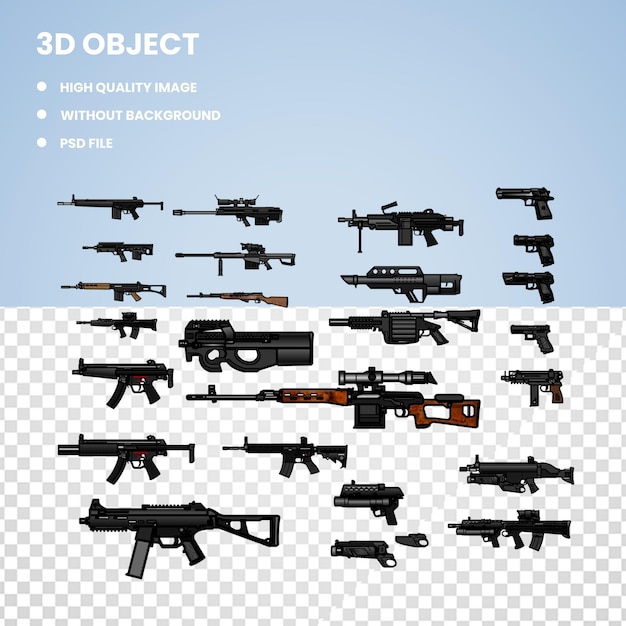 PSD espingarda sortida 3d