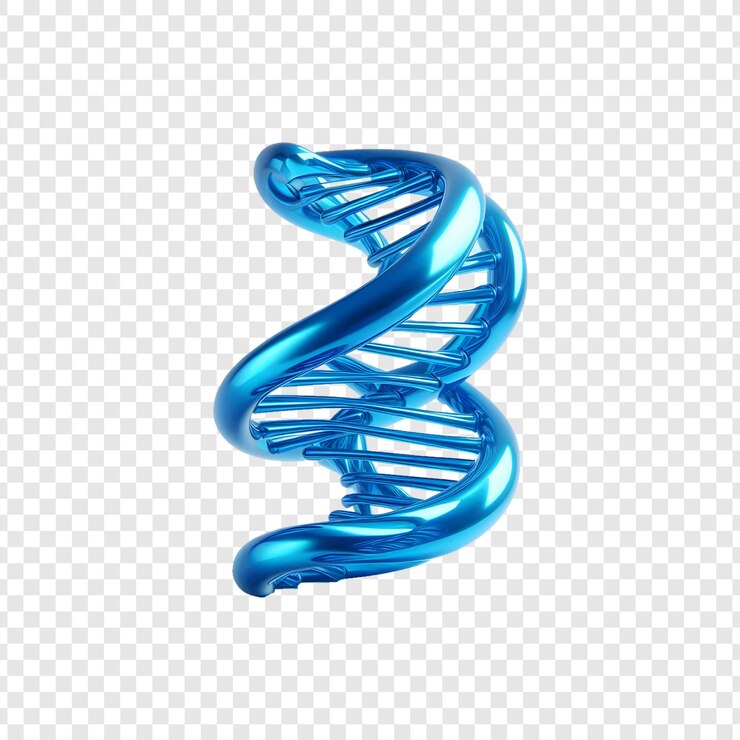 PSD espiral de adn azul en 3d aislado sobre un fondo transparente