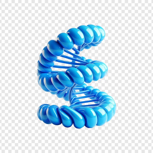 Espiral de ADN azul en 3D aislado sobre un fondo transparente