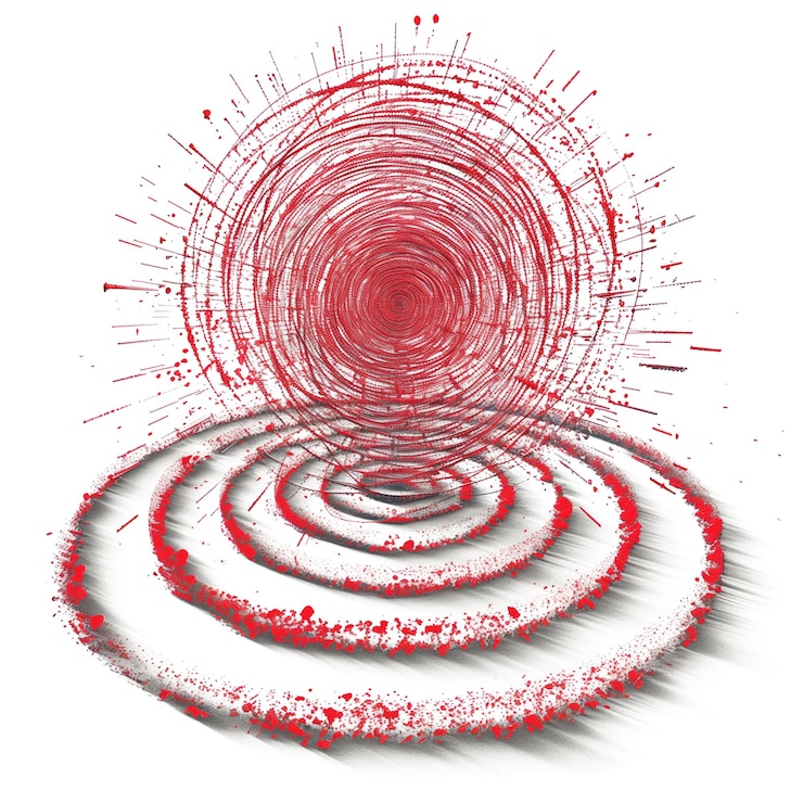PSD espiral de pintura roja aislada sobre un fondo transparente
