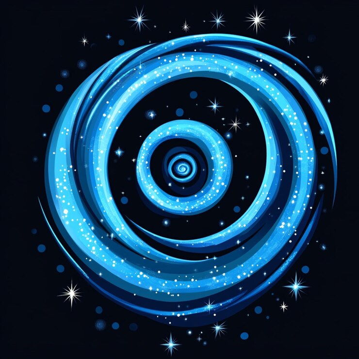 Espirales mágicas azules con chispas