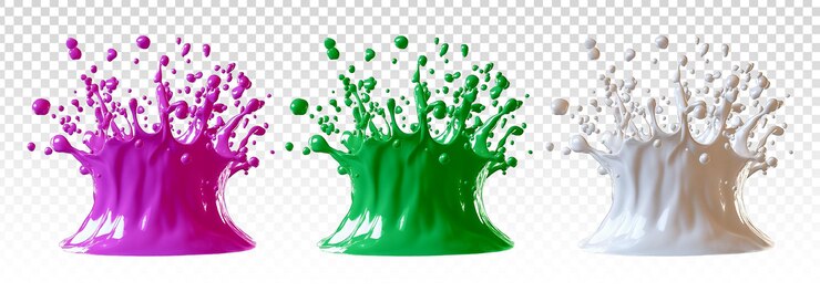 PSD esplissos de tinta coloridos em fundo transparente