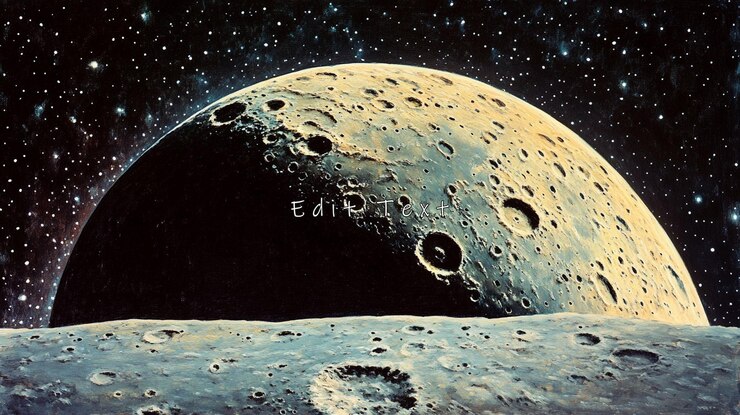 PSD esplorazione spaziale di corpi celesti con crateri sulla superficie lunare