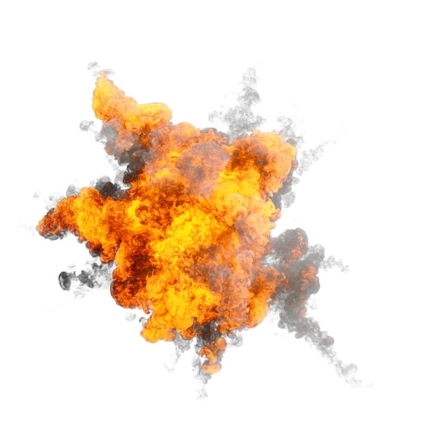 Esplosione aerea isolata sfondo trasparente rendering 3d