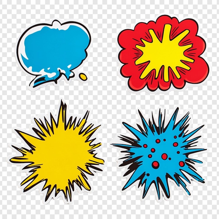 PSD esplosione di fumetti colorati bolle di discorso e bolle di pensiero elementi di design grafico