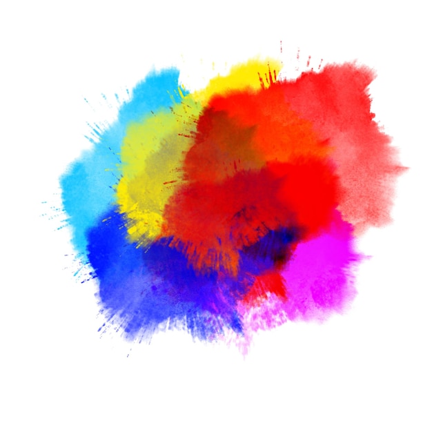 Esplosione di polvere colorata su sfondo bianco