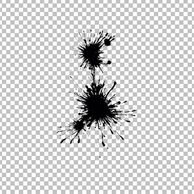 Esplosione di spruzzo di inchiostro nero con spruzzo astratto isolato su sfondo trasparente PNG