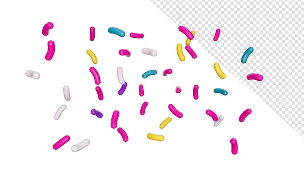 Espolvorear colorido cayendo sobre fondo aislado ilustración 3d