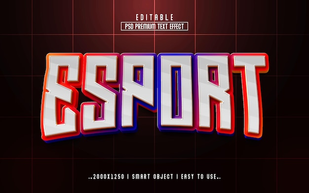 Esport 3d modello di stile effetto testo premium