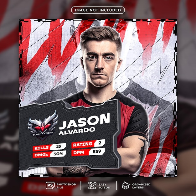 Esport gamer player flyer plantilla de redes sociales