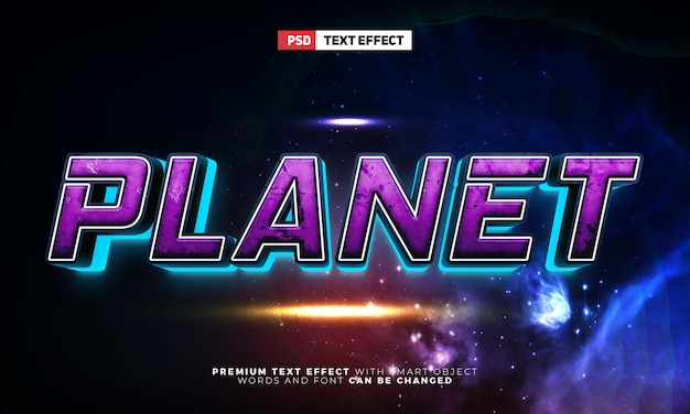 Esport Planet galaxy resplandor estilo de efecto de texto editable 3d