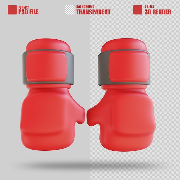 PSD esporte de luvas de boxe de ilustração 3d