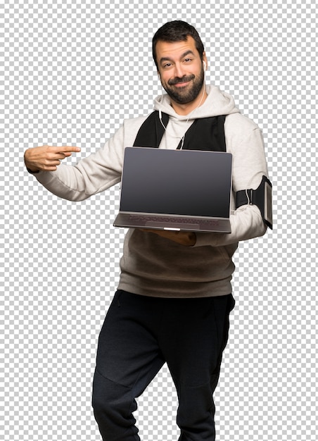 PSD esporte homem com laptop