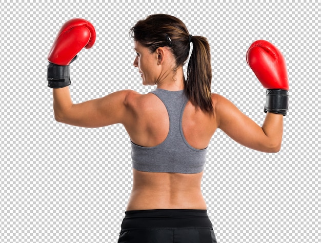 Esporte mulher com luvas de boxe