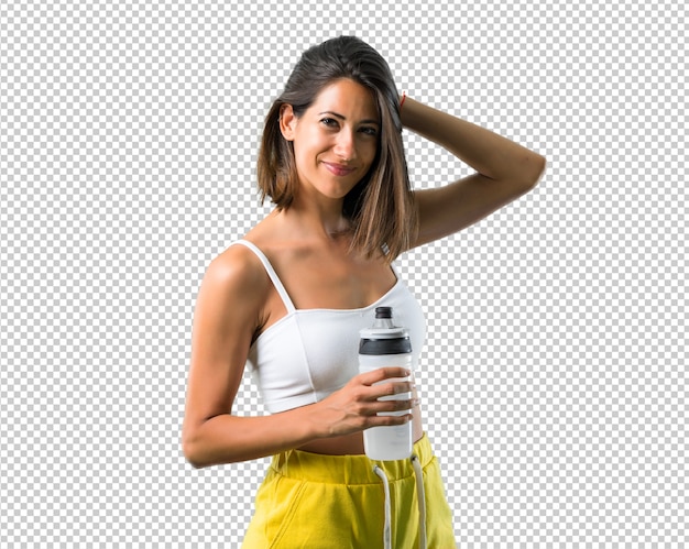 Esporte mulher com uma garrafa