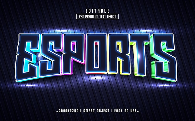 Esports 3d editable psd estilo de efecto de texto