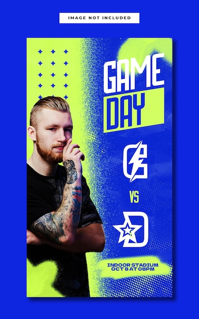 Esports gameday neon instagram modello di storia dei social media