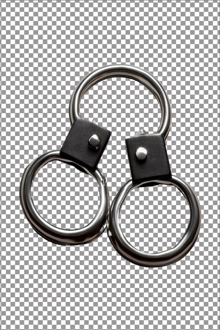 esposas esposas policiales estándar para la detención de sospechosos hiperrealistas aisladas blancas sencillas