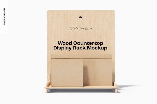 Espositore da banco in legno Mockup, vista frontale