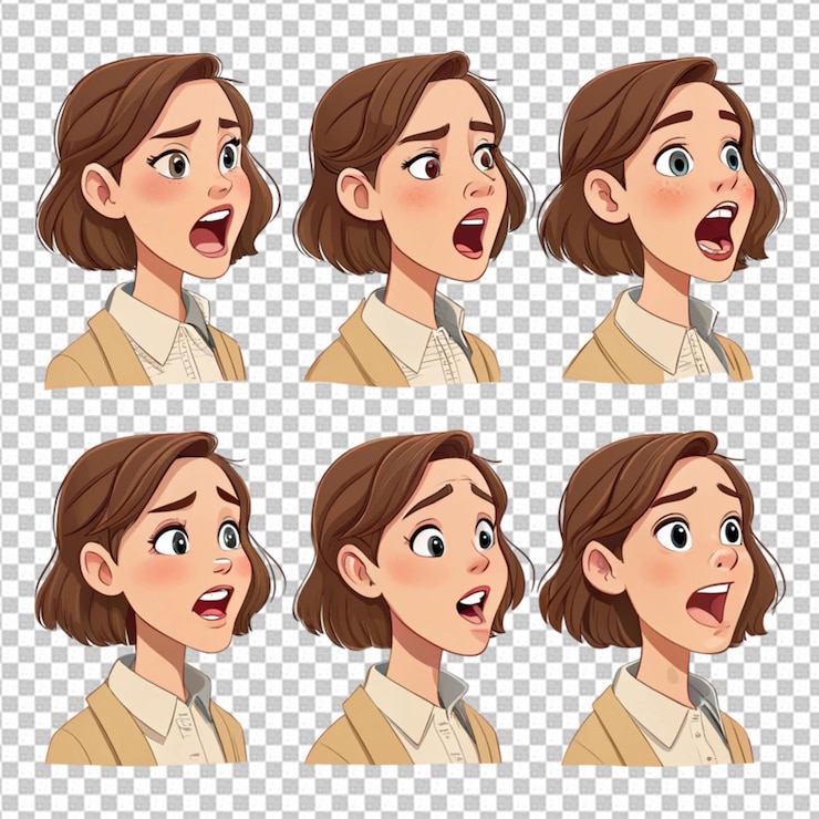 PSD espressioni della bocca semi-realistiche foglio sprite per