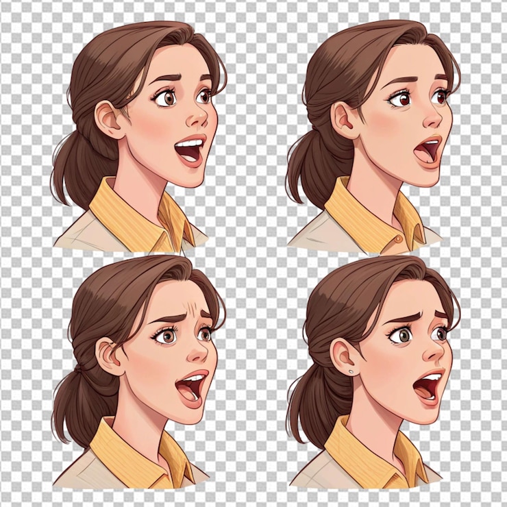 PSD espressioni della bocca semi-realistiche foglio sprite per