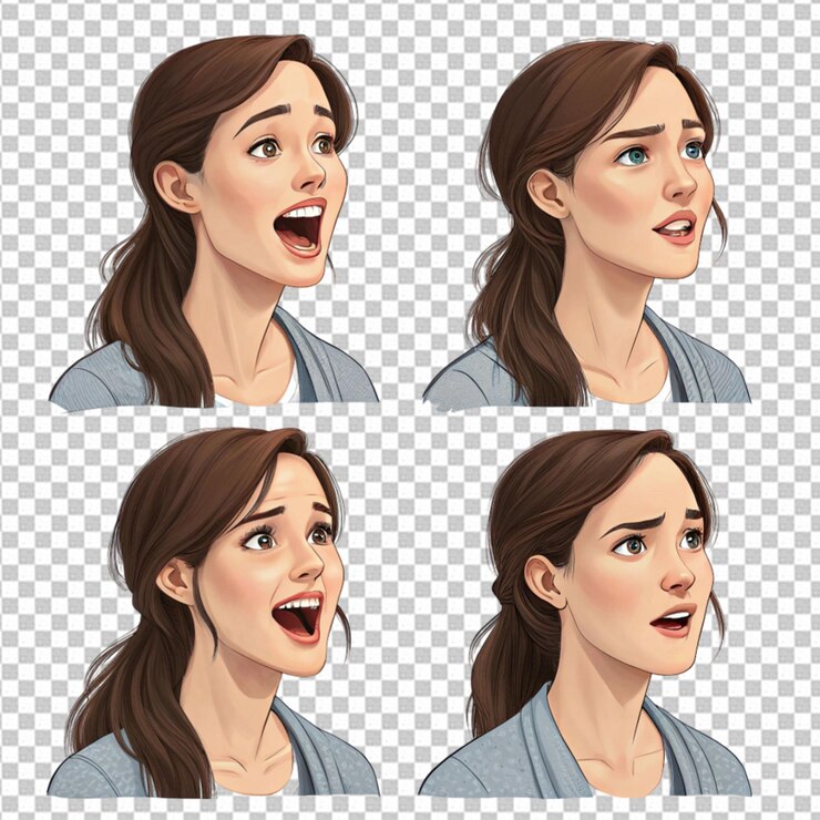 PSD espressioni della bocca semi-realistiche foglio sprite per