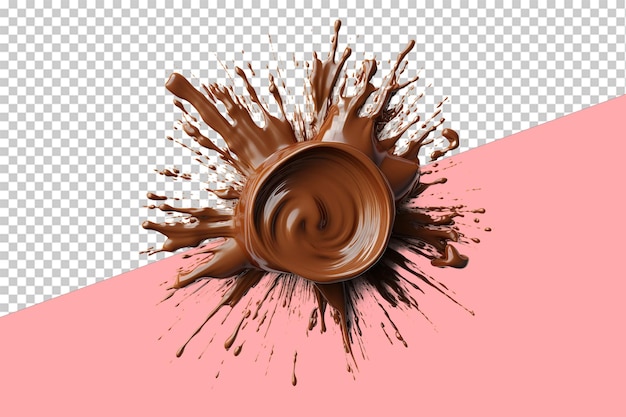 PSD espresso peinture brune explosion couleurs vives objet isolé fond transparent