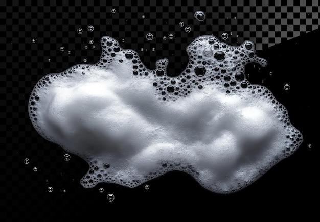 Espuma de sabão branca em fundo transparente
