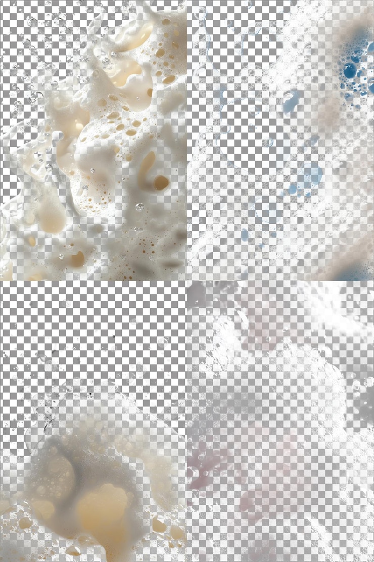 Espuma de jabón PNG aislado hiperrealista con fondo transparente claro muy detallado