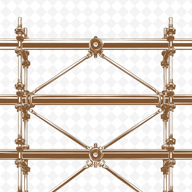 PSD esquadrão industrial decorado com tubos e parafusos metálicos png linha plana de inspiração natural