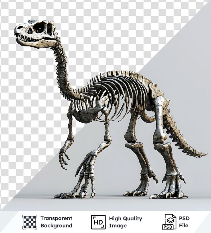 PSD el esqueleto de dinosaurio se encuentra con un archivo psd de fondo transparente