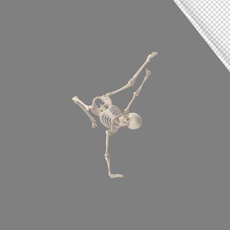 PSD esqueleto de ilustración 3d con fondo transparente