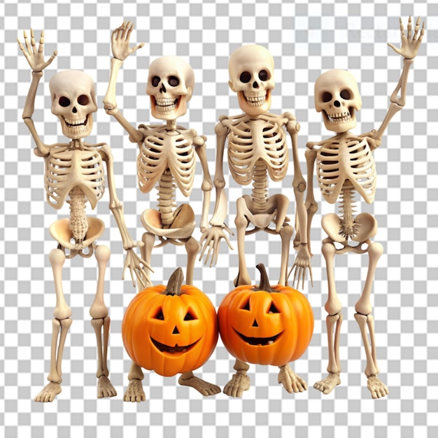 PSD esqueletos de halloween em fundo transparente