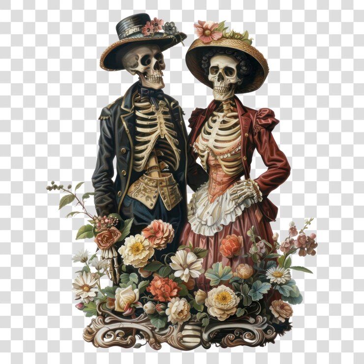 PSD esqueletos victorianos de papúa nueva guinea florales