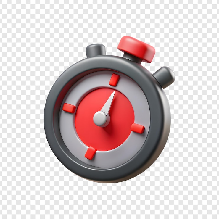 Esquema de colores gris y rojo del cronómetro 3D minimalista